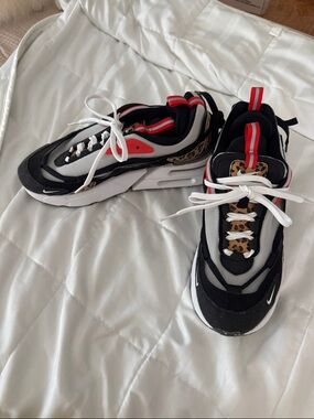 Nike Women’s Furyosa Leopard Black, White, Red Sneakers with Leopard Accent